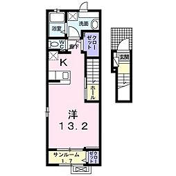 JR東海道本線 岡崎駅 バス10分 緑丘下車 徒歩6分の賃貸アパート 2階ワンルームの間取り