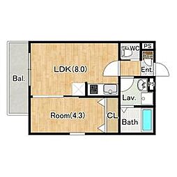 （仮称）ジーメゾン柏西原 103 1階1LDKの間取り