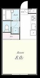 エステートピアドエル 1階1Kの間取り