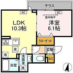 都営新宿線 大島駅 徒歩3分の賃貸アパート 1階1LDKの間取り