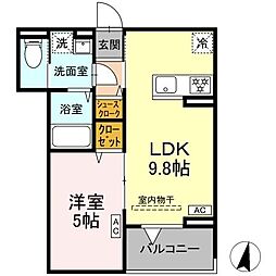 都営新宿線 大島駅 徒歩3分の賃貸アパート 2階1LDKの間取り