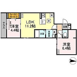 都営新宿線 船堀駅 徒歩17分の賃貸アパート 3階2LDKの間取り
