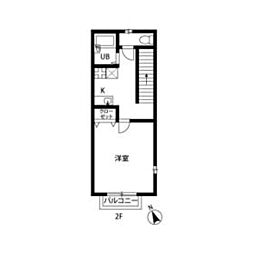アムール　萩山 2階1Kの間取り