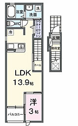 フォレストハイム 1LDKの間取図画像