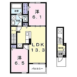 ベリッシマ　II 2階2LDKの間取り