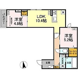 セレスティア東向島 3階2LDKの間取り