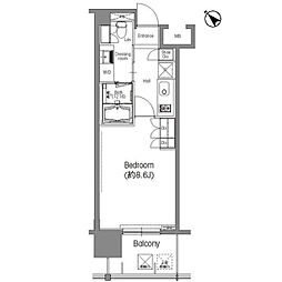 都営浅草線 泉岳寺駅 徒歩8分の賃貸マンション 6階1Kの間取り