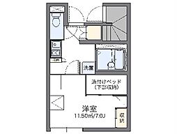 レオパレスエスポワール 1階1Kの間取り