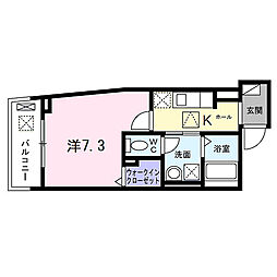 プロムナード神野V 1階1Kの間取り