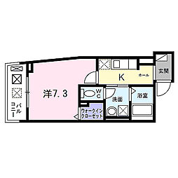 プロムナード神野V 2階1Kの間取り