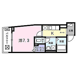 プロムナード神野V 3階1Kの間取り