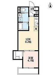つばめハウス北松戸 2階1LDKの間取り