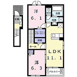 ミー　クヮーム　スゥク　Ａ 2階2LDKの間取り
