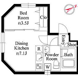 ジュネス蒲田 2階1DKの間取り