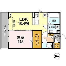 JR東海道本線 穂積駅 徒歩18分の賃貸アパート 2階1LDKの間取り