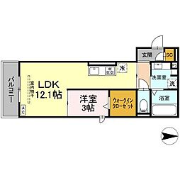 JR東海道本線 穂積駅 徒歩18分の賃貸アパート 2階1LDKの間取り