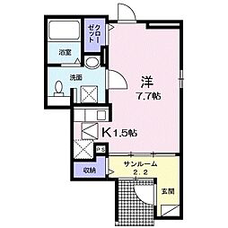 エスポワール森が丘 ワンルームの間取図画像
