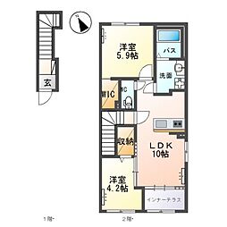 colline（コリーヌ） 2階2LDKの間取り
