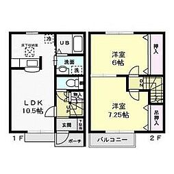ラポール・シャルマン 1階2LDKの間取り