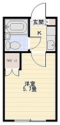 スカイピア能見台 1Kの間取図画像