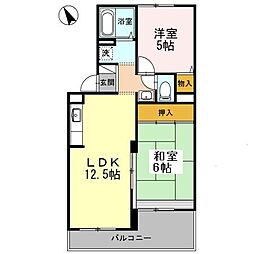 ヴァンベールしののめ　B棟 2階2LDKの間取り