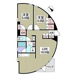 ＣＨＡＳＭ 3階2LDKの間取り