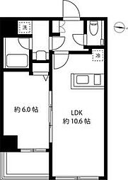 東京メトロ日比谷線 広尾駅 徒歩7分の賃貸マンション 2階1LDKの間取り