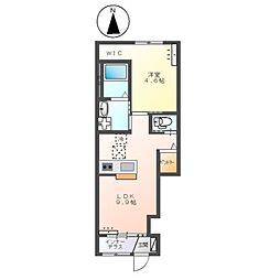 JR両毛線 佐野駅 徒歩8分の賃貸アパート 1階1LDKの間取り