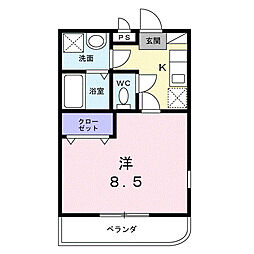 JR東海道本線 三島駅 徒歩10分の賃貸マンション 3階1Kの間取り