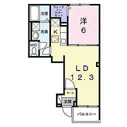 グラン・シャトー武蔵嵐山Ａ 1階1LDKの間取り