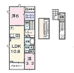 グラン・シャトー武蔵嵐山Ｂ 3階2LDKの間取り