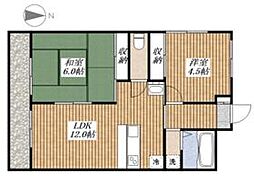 メゾンカワクボ 2階2LDKの間取り
