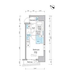 東京メトロ半蔵門線 水天宮前駅 徒歩3分の賃貸マンション 4階ワンルームの間取り