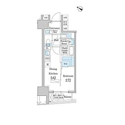 東京メトロ半蔵門線 水天宮前駅 徒歩3分の賃貸マンション 8階1DKの間取り