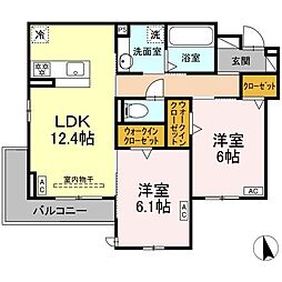 JR東海道本線 沼津駅 バス15分 寺下下車 徒歩8分の賃貸アパート 3階2LDKの間取り