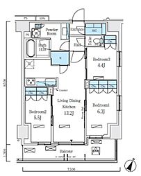 東京メトロ南北線 志茂駅 徒歩8分の賃貸マンション 4階3LDKの間取り