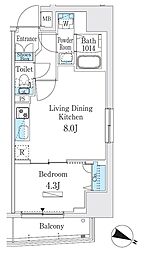 都営三田線 板橋本町駅 徒歩6分の賃貸マンション 4階1LDKの間取り