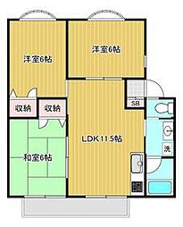 多摩都市モノレール 高幡不動駅 徒歩11分の賃貸アパート 1階3LDKの間取り