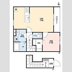 JR青梅線 羽村駅 徒歩11分の賃貸アパート 2階1LDKの間取り