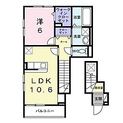 ヒカルサ小平栄町 2階1LDKの間取り