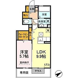 グランシャリオ　II 1階1LDKの間取り