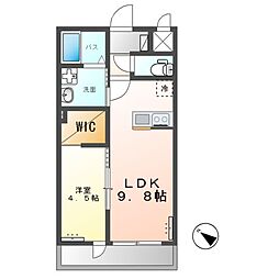 グラティテュード・K 2階1LDKの間取り