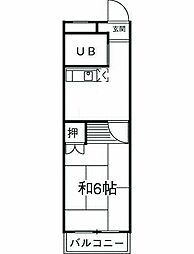 JR横浜線 相模原駅 徒歩6分の賃貸マンション 5階1Kの間取り