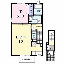 西武拝島線 西武立川駅 徒歩20分の賃貸アパート 2階1LDKの間取り