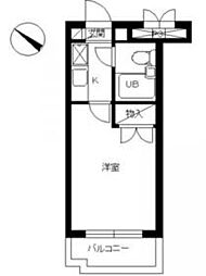 小田急小田原線 小田急相模原駅 徒歩16分の賃貸マンション 3階1Kの間取り