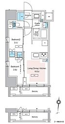 JR総武本線 錦糸町駅 徒歩9分の賃貸マンション 3階2LDKの間取り