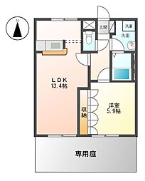 東武伊勢崎線 韮川駅 徒歩11分の賃貸アパート 1階1LDKの間取り