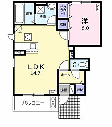 メイプルハイツ 1階1LDKの間取り