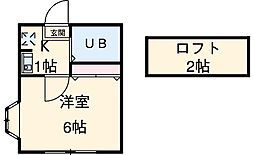 シャルマンハウス東豊田 1階1Kの間取り