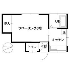 豊島荘 2階1Kの間取り